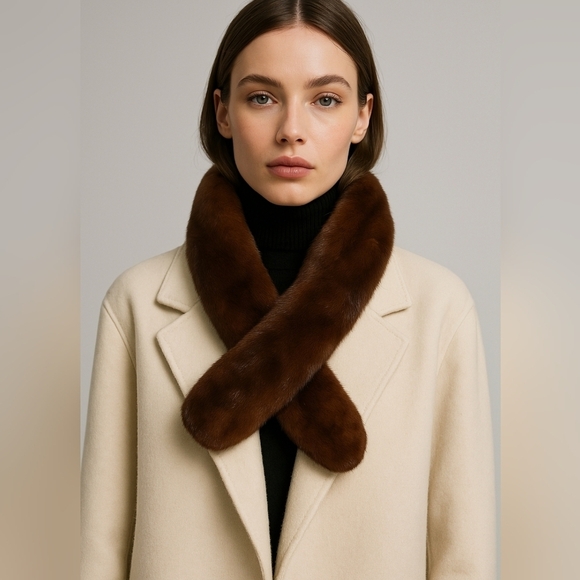 Mink Collar (brown) Extremely Soft. real mink fur VINTAGE Size 40x4 in - Picture 1 of 12